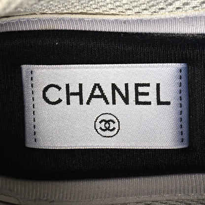 Chanel Fabric Laminated Calfskin Stretch CC Womens Sneakers 37 Green Silver 7 of 8