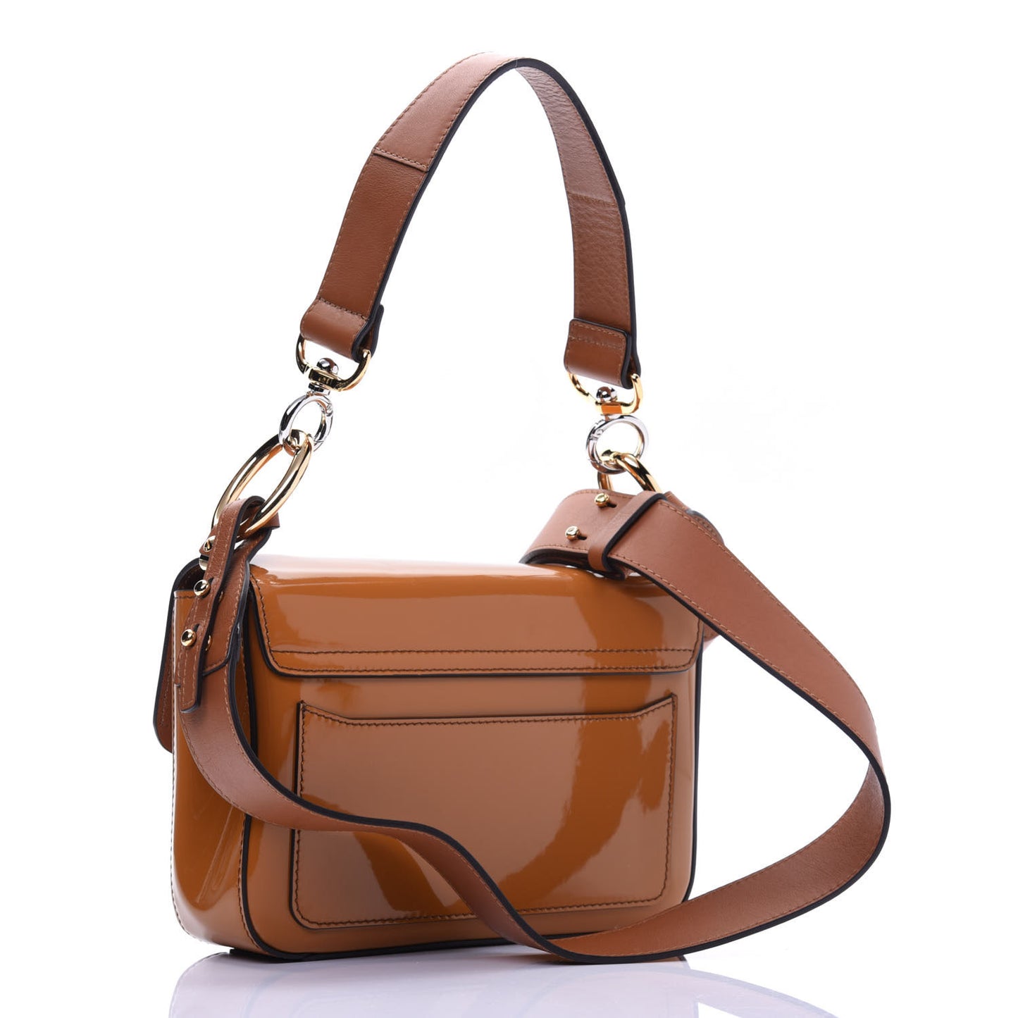 Spazzolato Sfumato Calfskin Small C Double Carry Autumnal Brown