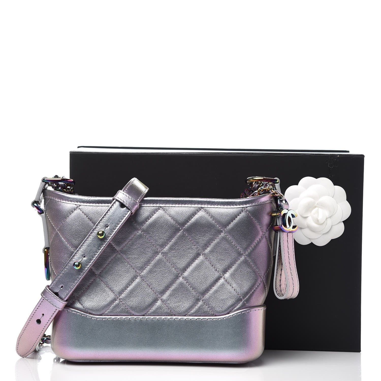 Chanel Iridescent Lambskin Calfskin Quilted Small Gabrielle Hobo Light Purple 11 of 11