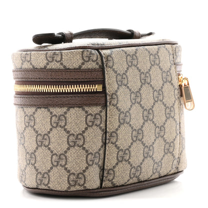 Gucci GG Supreme Monogram Textured Calfskin Web Ophidia Vanity Cosmetic Case Beige Ebony New Acero 3 of 8