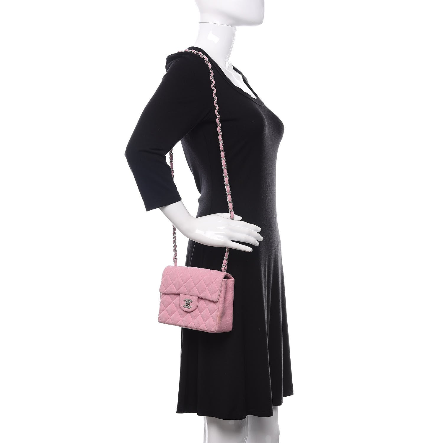 Chanel Jersey Quilted Mini Square Flap Pink 2 of 12