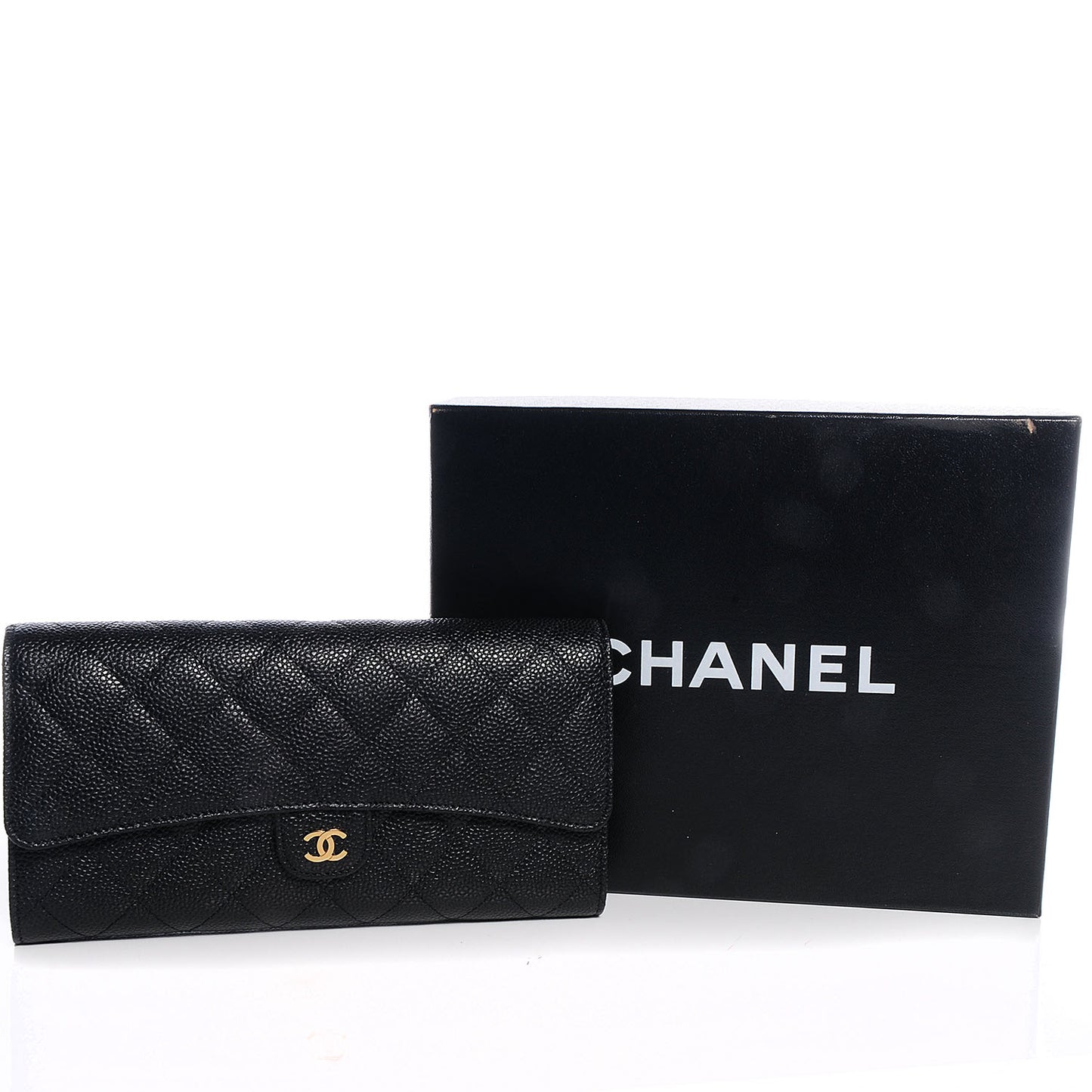 Caviar Quilted Travel Wallet Black