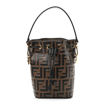 Fendi Vitello Liberty F is Fendi Bi-Color FF 1974 Embossed Mini Mon Tresor Bucket Bag Maya Black 1 of 10