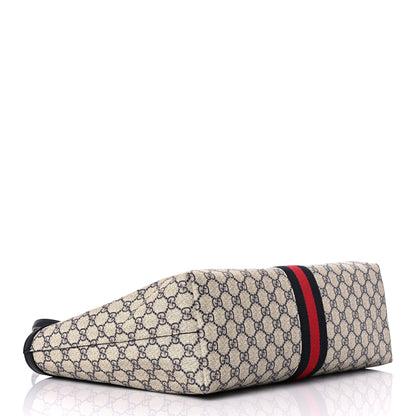 Gucci GG Supreme Monogram Textured Calfskin Web Medium Ophidia Shopping Tote Beige Blue 4 of 10