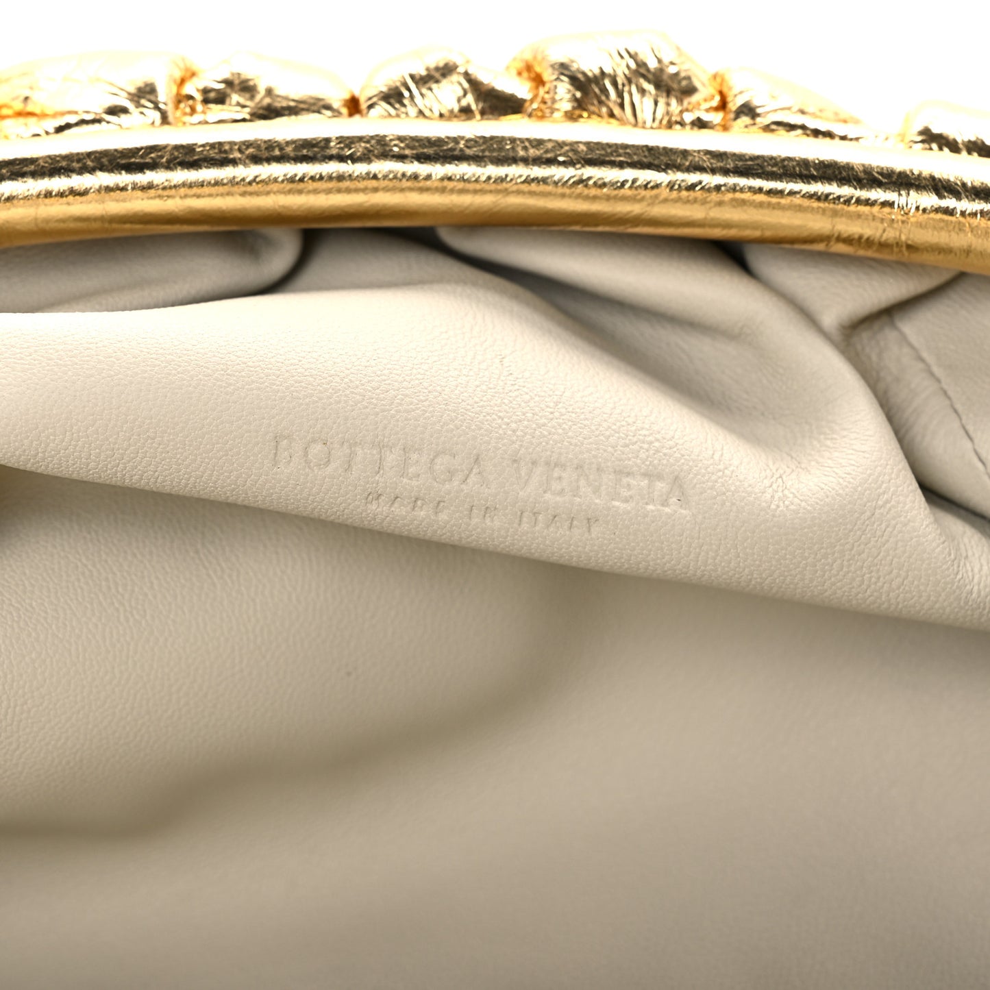 Metallic Crinkled Lambskin The Pouch Oversized Clutch Oro