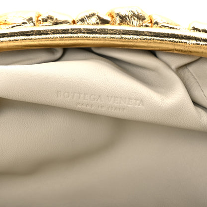 Bottega Veneta Metallic Crinkled Lambskin The Pouch Oversized Clutch Oro 8 of 13