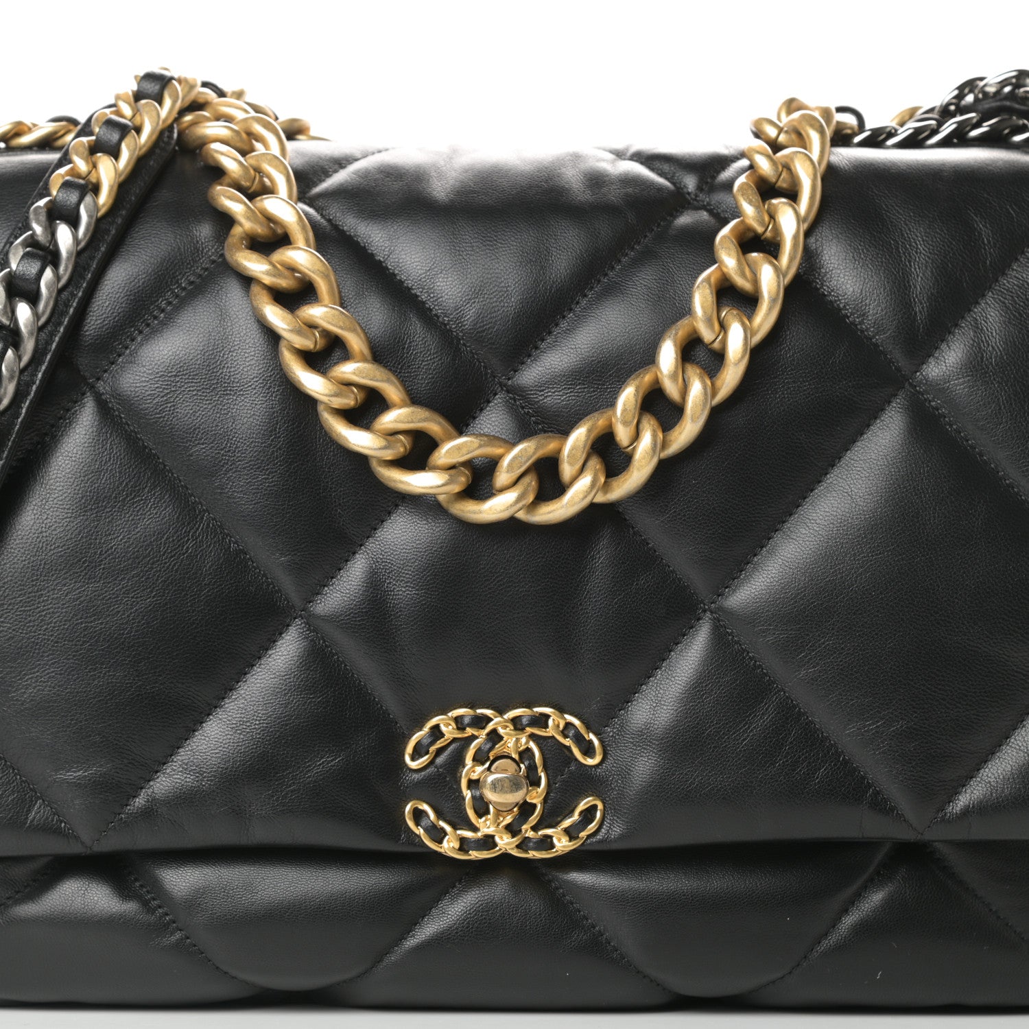 Chanel Goatskin Quilted Maxi Chanel 19 Flap Black 8 of 11