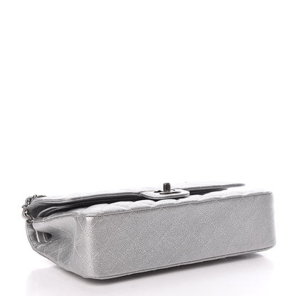 Chanel Metallic Caviar Quilted Medium Double Flap Silver 4 of 10