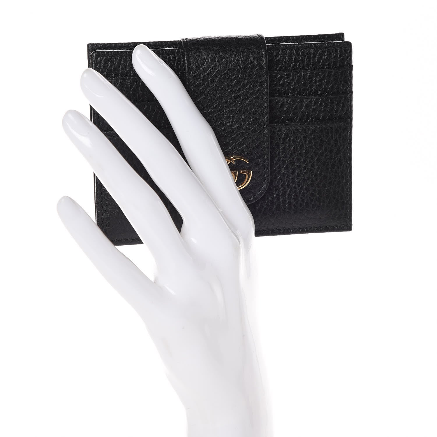 Gucci Pebbled Calfskin GG Marmont Card Case Black 2 of 8