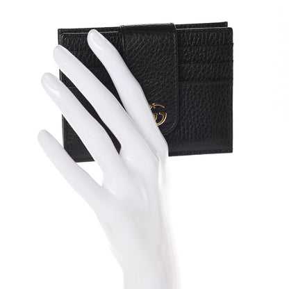 Gucci Pebbled Calfskin GG Marmont Card Case Black 2 of 8