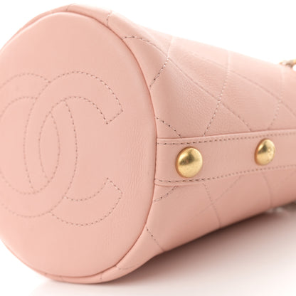 Chanel Calfskin Tweed Small CC Chain Bucket Drawstring Bag Light Pink 10 of 10