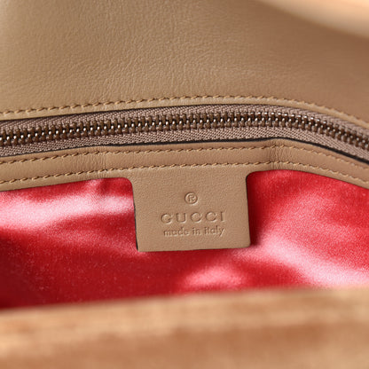 Gucci Velvet Matelasse Small GG Marmont Shoulder Bag Taupe 6 of 10