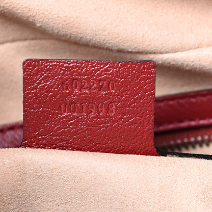 Gucci Vintage Effect Calfskin Matelasse Diagonal Small Torchon GG Marmont Bamboo Top Handle Shoulder Bag Black Romantic Cherry 6 of 12