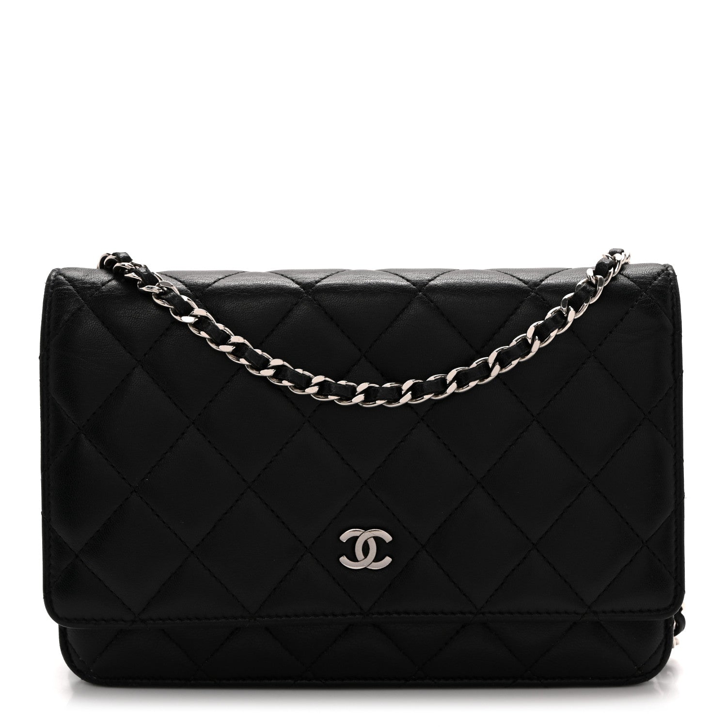 Chanel Lambskin Quilted Wallet On Chain WOC Black 1 of 12