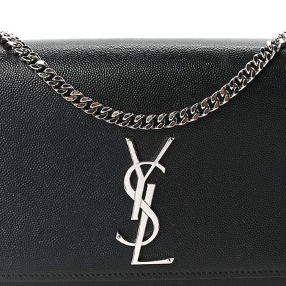 Saint Laurent Grain De Poudre Medium Classic Monogram Kate Satchel Black 7 of 9