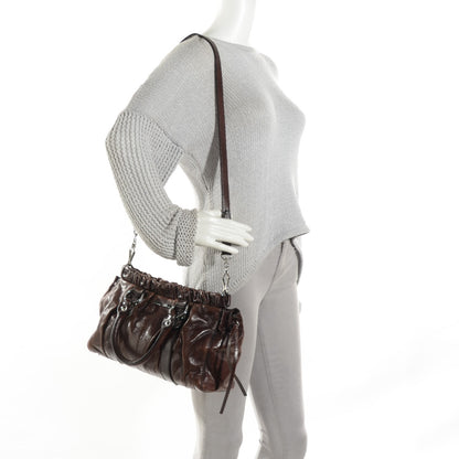 Miu Miu Vitello Lux Gathered Tote Dark Brown 2 of 8