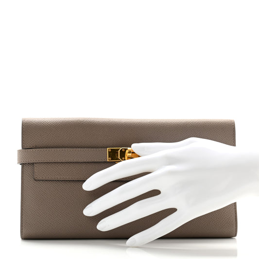 Epsom Kelly Longue Wallet Etain