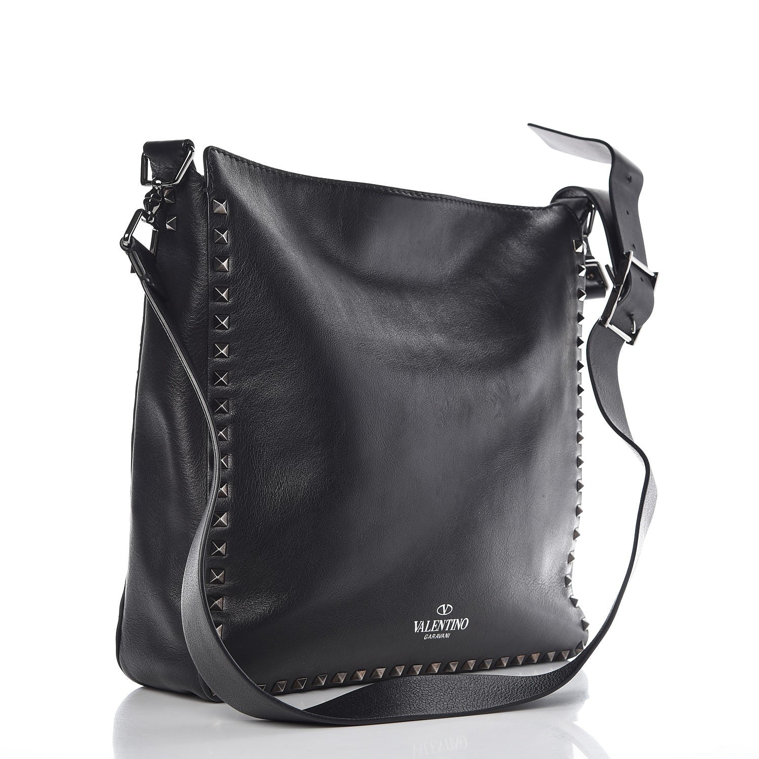 Valentino Garavani Calfskin Rockstud All Over Flip-Lock Messenger Bag Black 3 of 9
