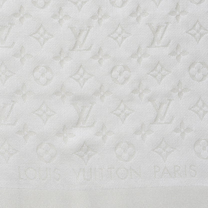 Louis Vuitton Silk Lurex Wool Monogram Shine Shawl Charcoal Greige 4 of 5