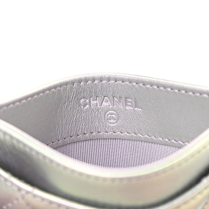 Chanel Iridescent Calfskin Quilted Card Holder Light Purple 6 of 9