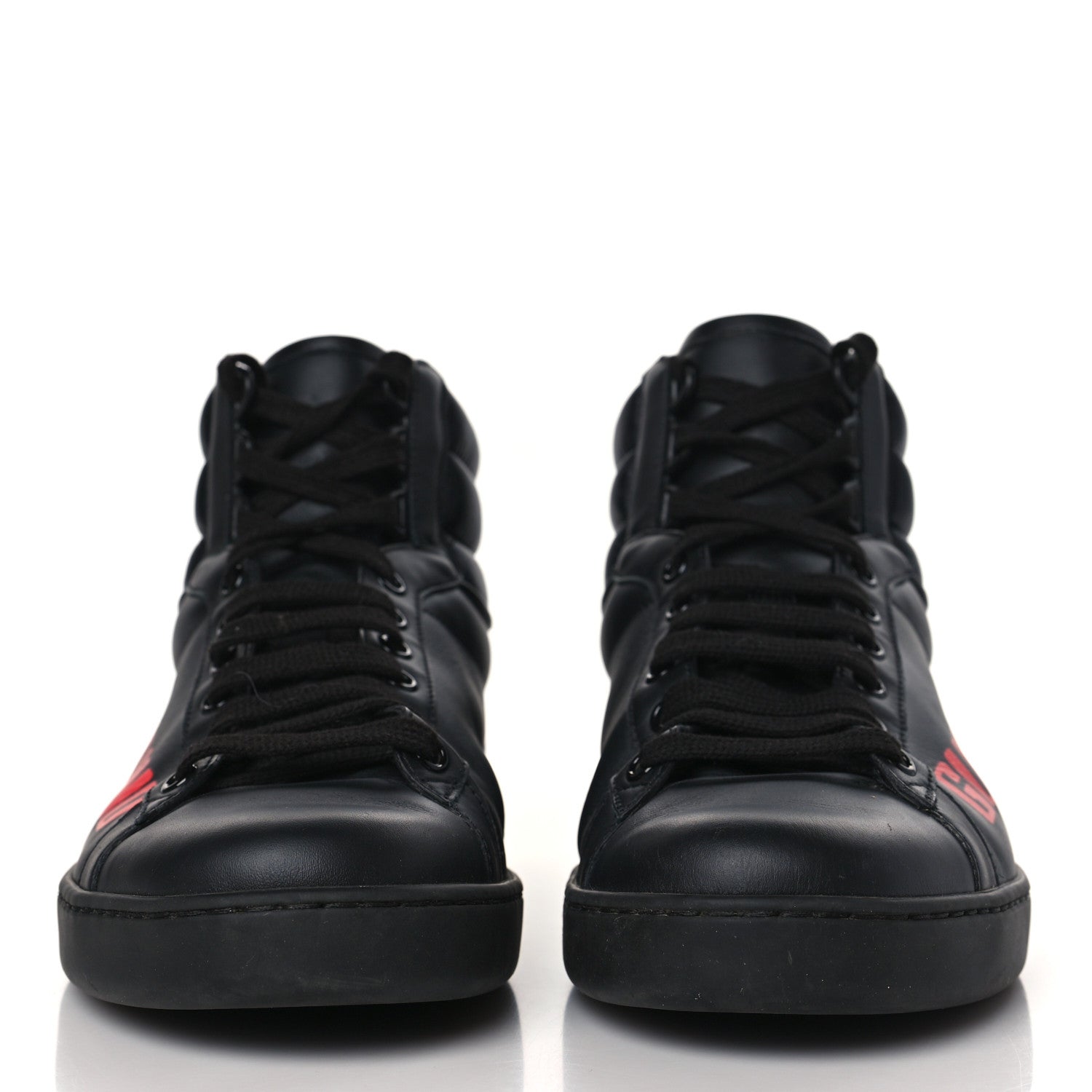 Gucci Calfskin Gucci Band Mens Ace High Top Sneakers 8 Black 2 of 8