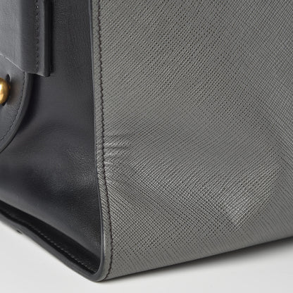 Prada Saffiano City Calf Medium Esplanade Tote Mercurio Black 12 of 14
