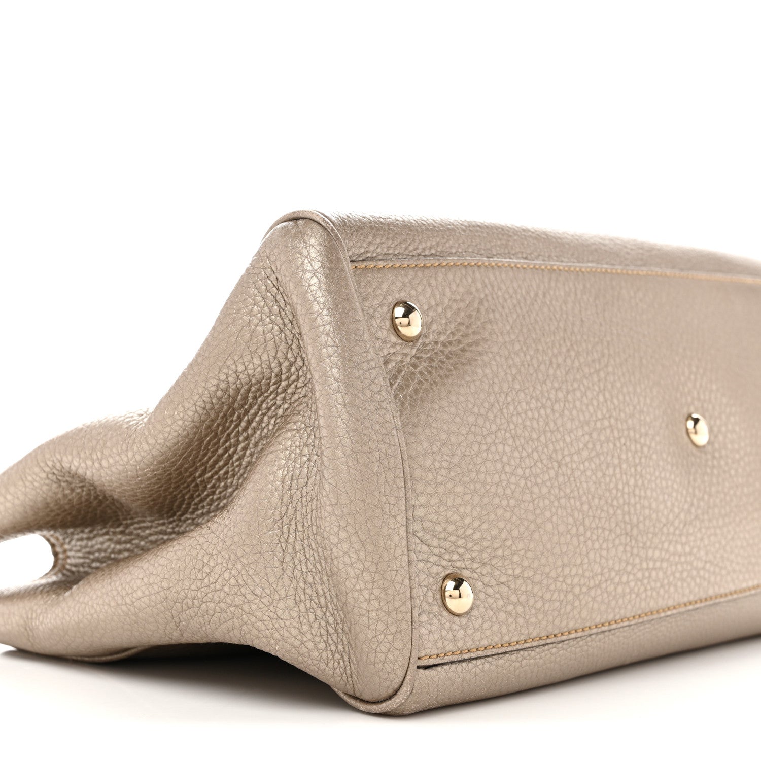 Gucci Metallic Pebbled Calfskin Medium Bamboo Shopper Tote Golden