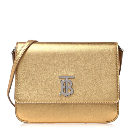 Burberry Metallic Calfskin Monogram TB Flat Crossbody Bag Gold 1 of 10