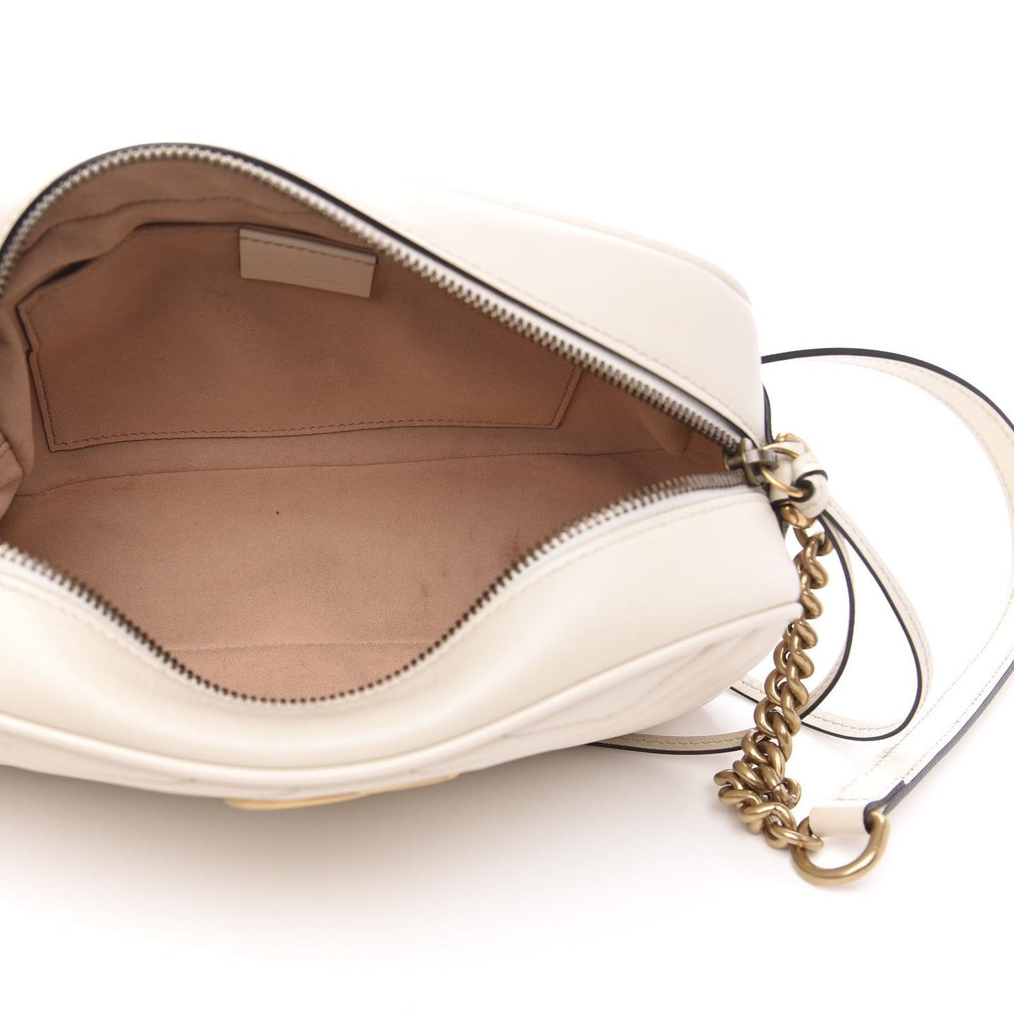 Calfskin Matelasse Small GG Marmont Chain Shoulder Bag White
