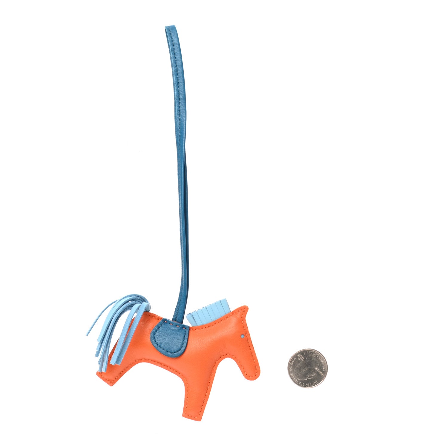 Hermes Milo Lambskin Grigri Rodeo Horse Bag Charm PM Feu Celeste Bleu Izmir 2 of 4