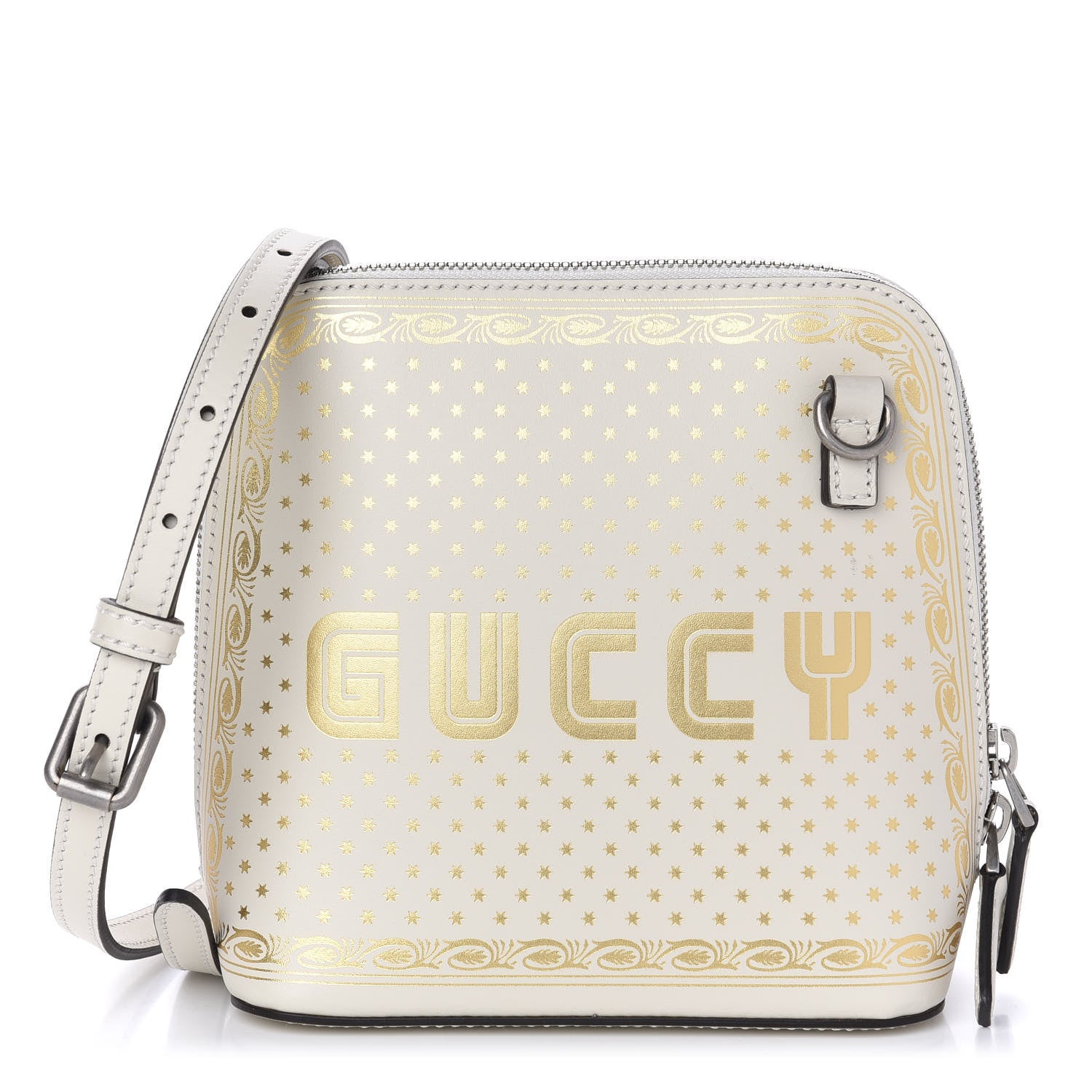 Gucci X SEGA Calfskin GUCCY Stars Mini Dome Shoulder Bag Mystic White Gold 1 of 10