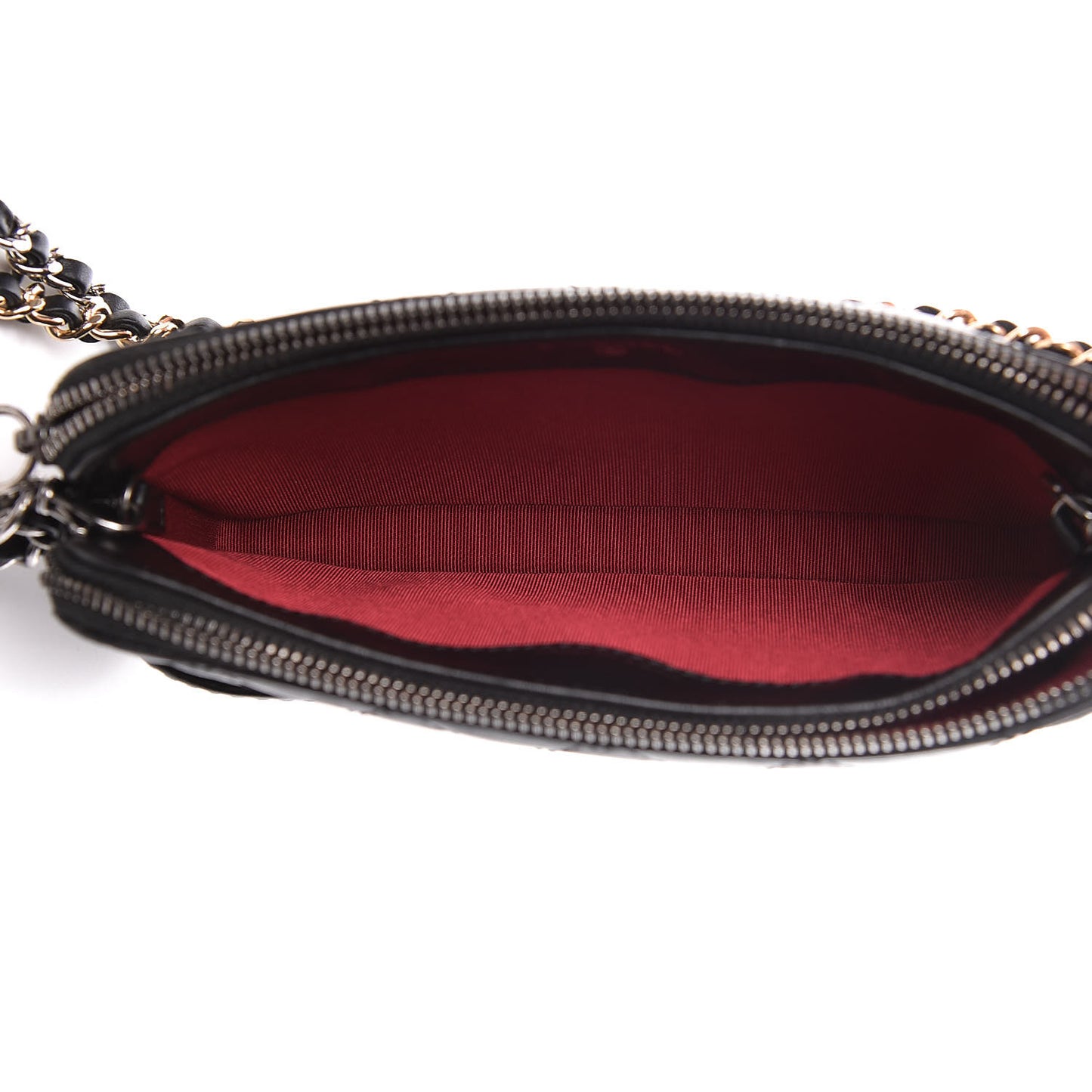 Aged Calfskin Quilted Small Gabrielle Clutch With Chain Black