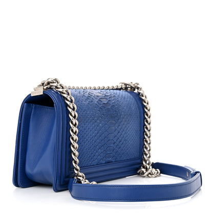 Chanel Matte Snakeskin Medium Boy Flap Blue 3 of 15