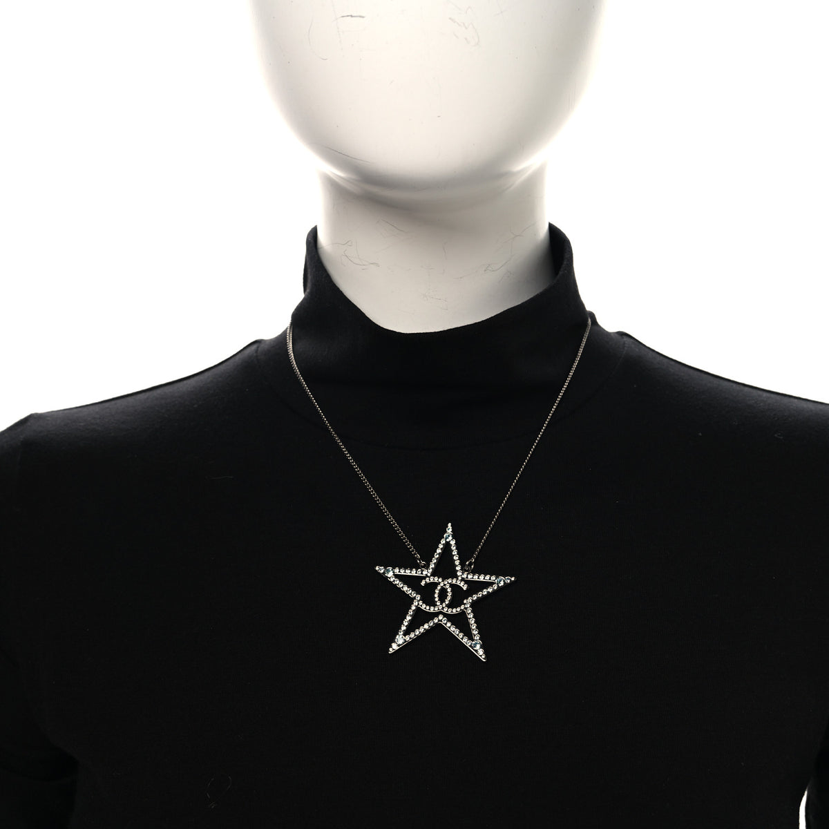 Crystal CC Star Necklace Silver Blue