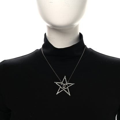 Chanel Crystal CC Star Necklace Silver Blue 2 of 4