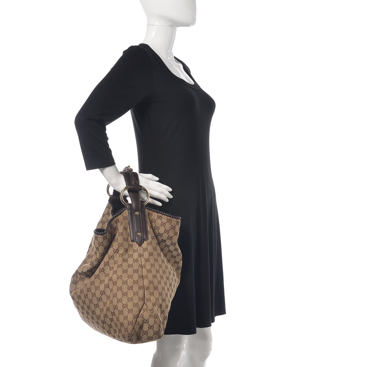 Monogram Large Horsebit Chain Hobo Dark Brown