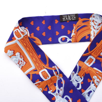 Hermes Silk Brides de Gala Love Twilly Ultraviolet Orange Marine 2 of 4