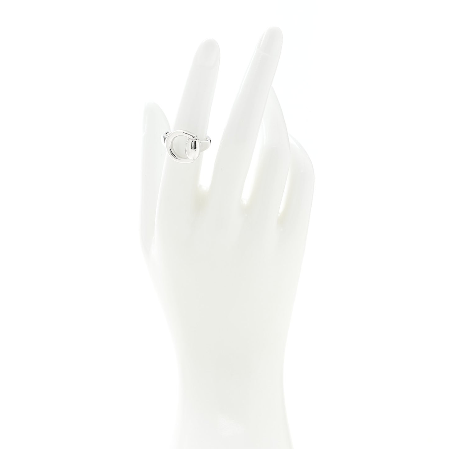18K White Gold Horsebit Ring 52 6