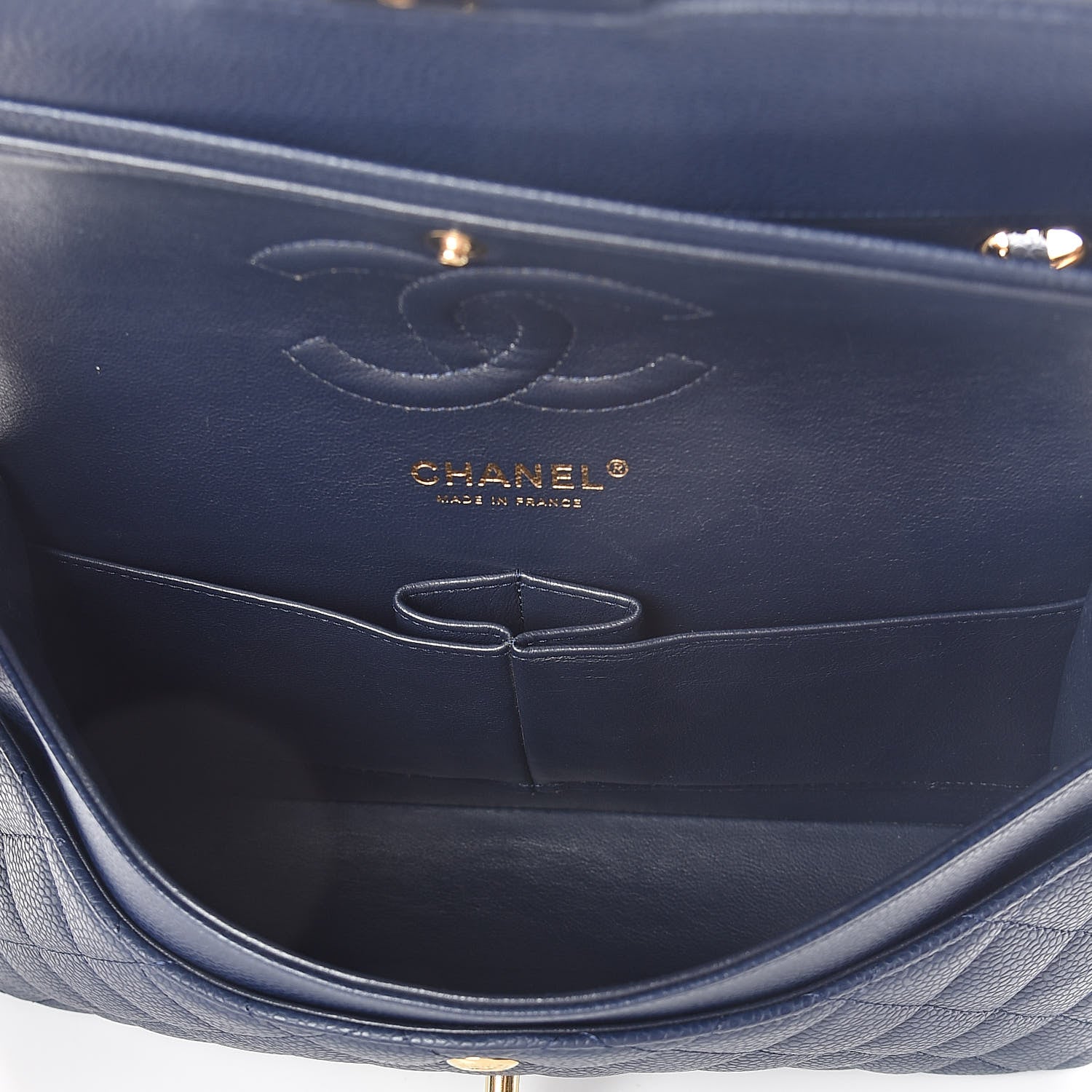 Chanel Caviar Quilted Medium Double Flap Dark Blue 5 of 10