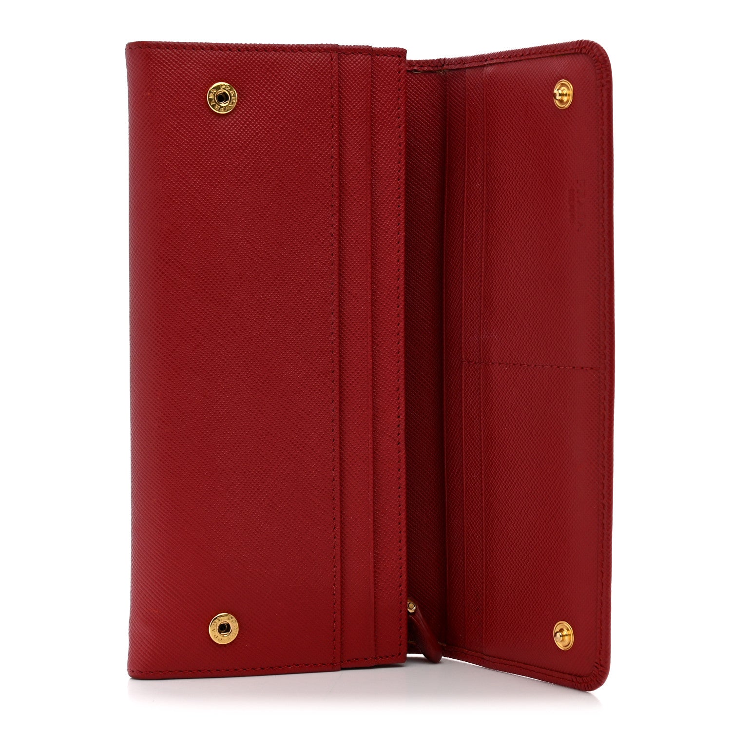 Prada Saffiano Metal Continental Flap Travel Wallet Fuoco 5 of 10