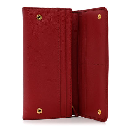 Prada Saffiano Metal Continental Flap Travel Wallet Fuoco 5 of 10