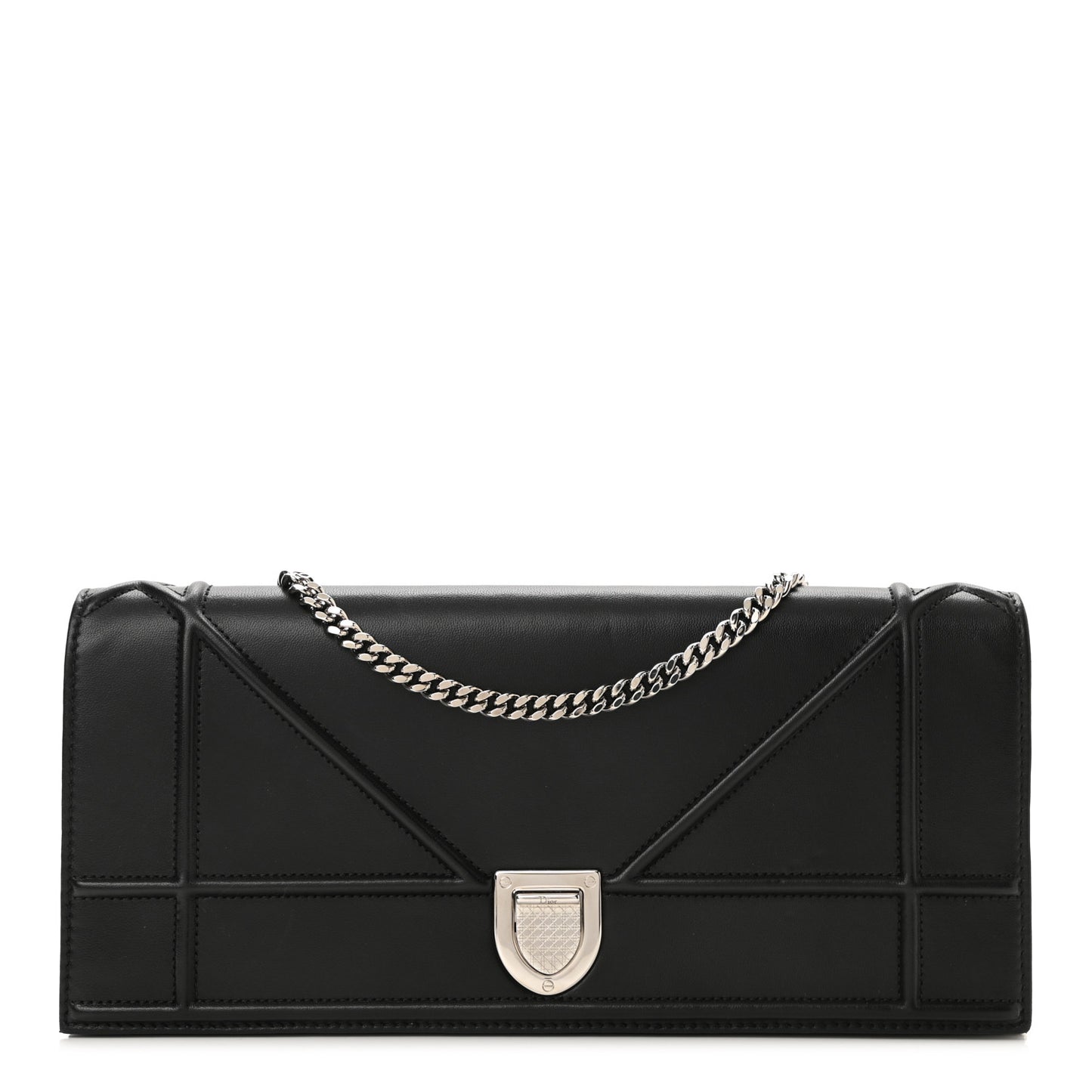 Lambskin Diorama Croisiere Chain Wallet Black
