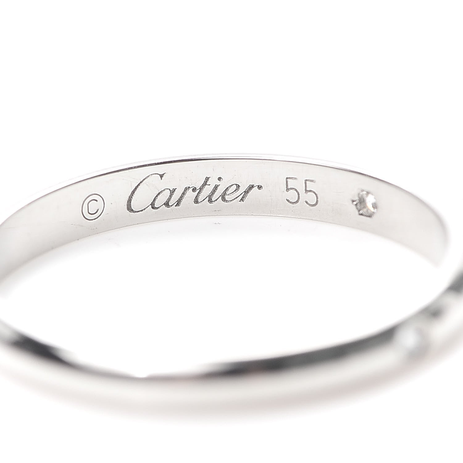 Cartier Platinum 3 Diamond 2.6mm 1895 Wedding Band Ring 55 7.25 5 of 6