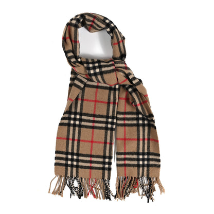 Burberry Lambswool Check Fringe Scarf Camel 1 of 4