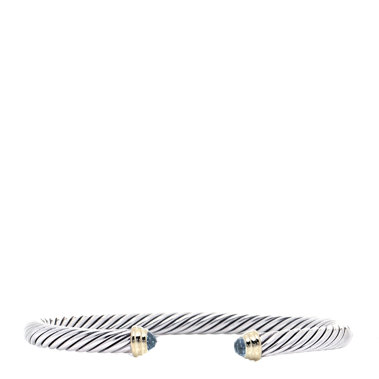 David Yurman Sterling Silver 14K Yellow Gold Blue Topaz 5mm Cable Classics Petite Color Bracelet 1 of 5