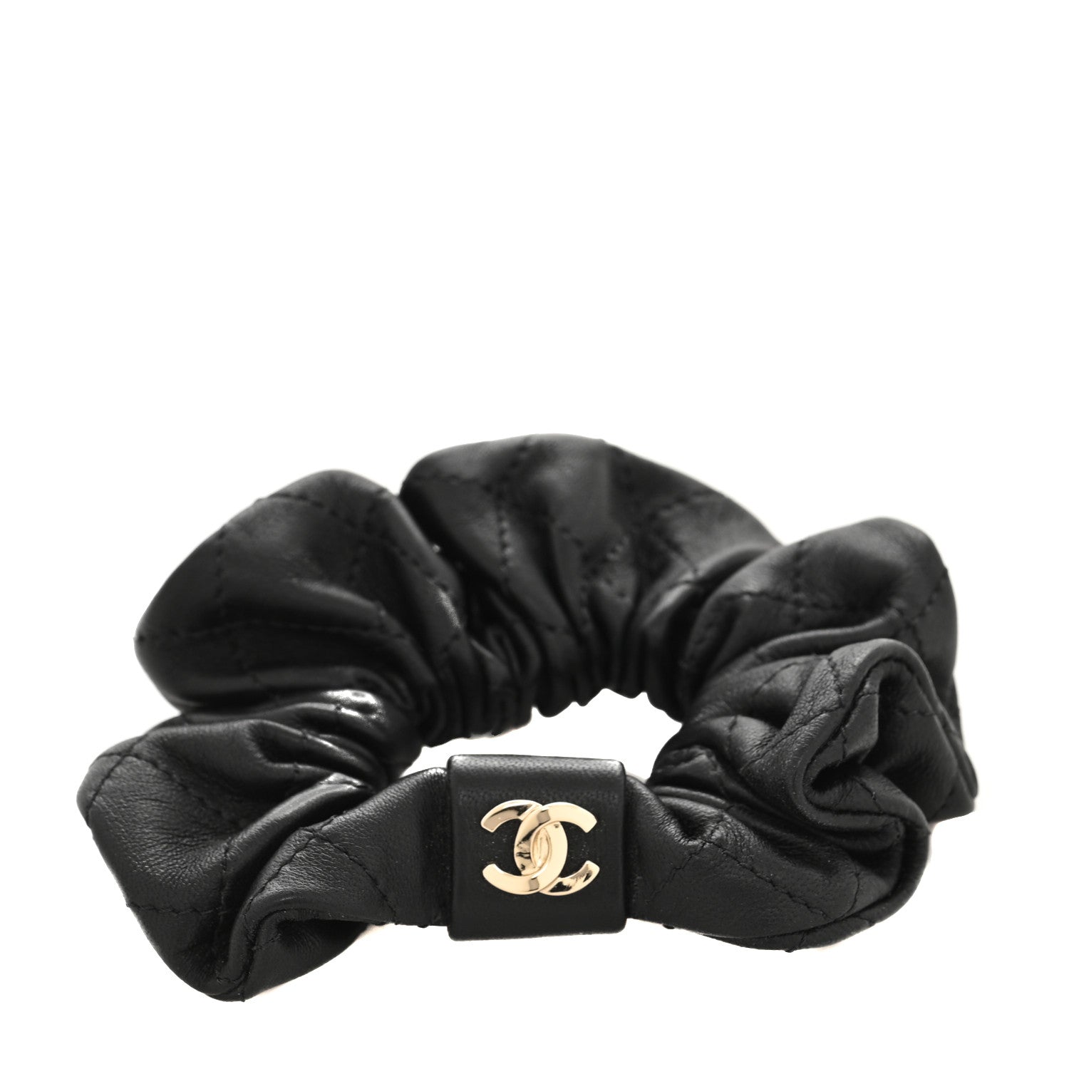 Chanel Lambskin Quilted CC Hair Scrunchie Black 1 of 4