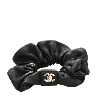 Chanel Lambskin Quilted CC Hair Scrunchie Black 1 of 4