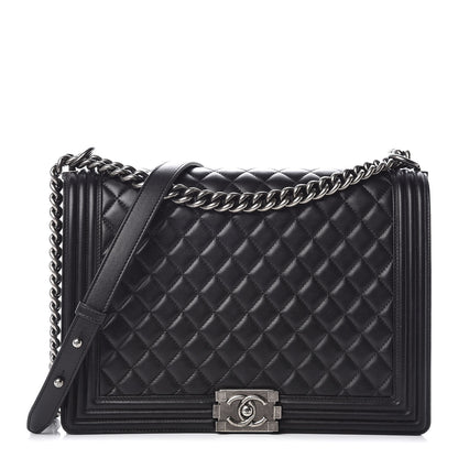 Chanel Lambskin Quilted Large Boy Flap Black 1 of 12