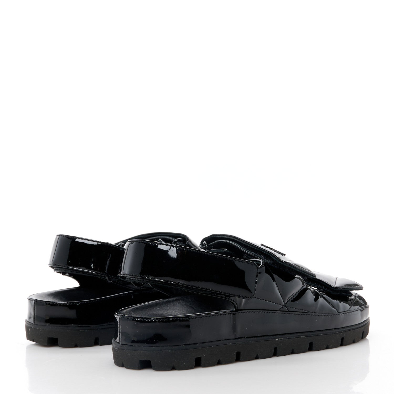 Prada Patent Quilted Padded Slingback Sandals 40 Black 4 of 9