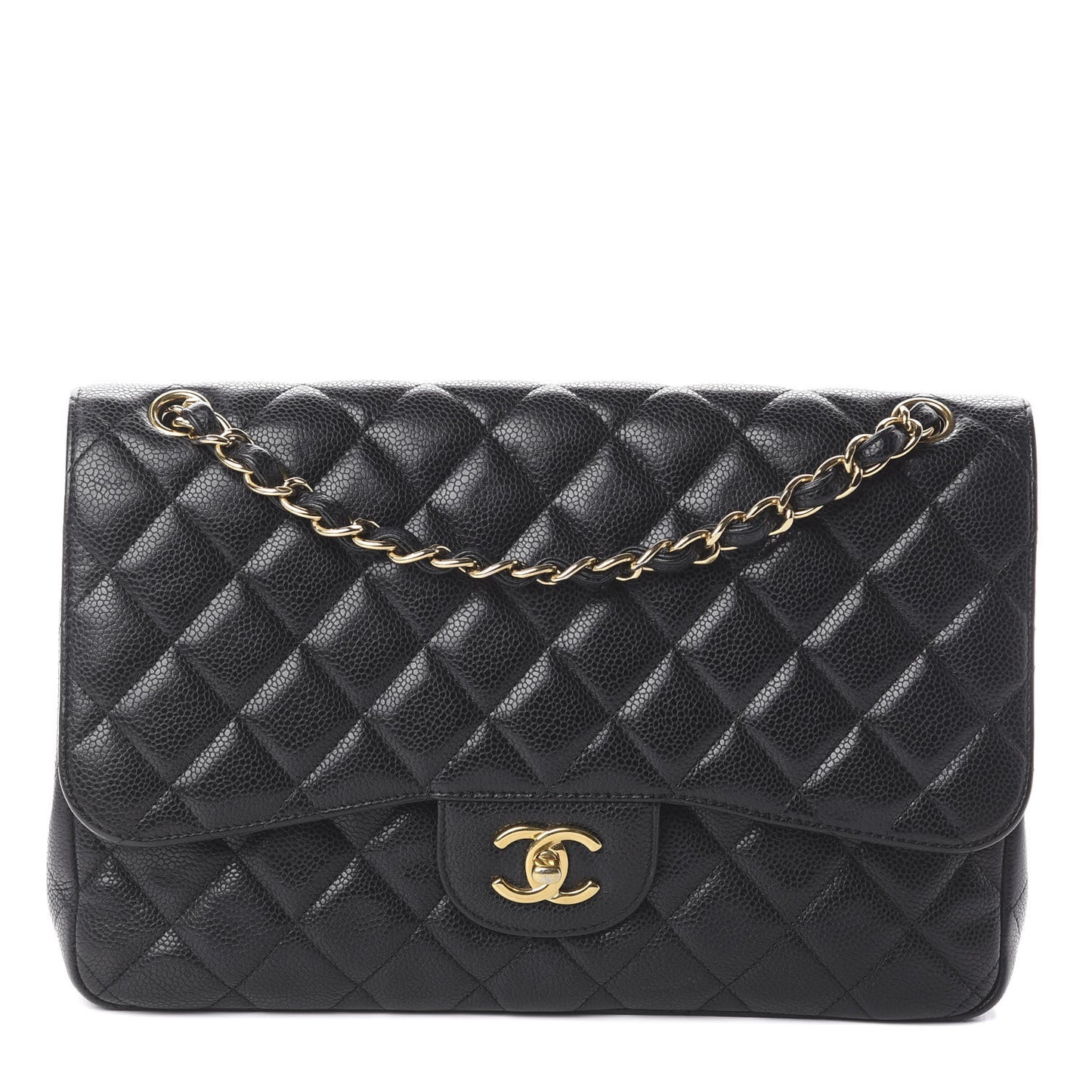 Caviar Quilted Jumbo Double Flap Black